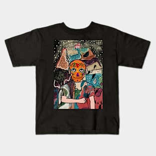 Obama: Iconic Male NFT with a Mexican Mask, Dark Eyes, and Light Skin in a Mysterious Night Background Kids T-Shirt